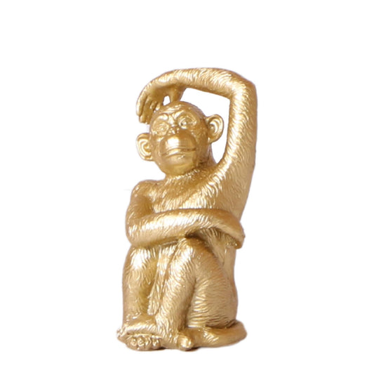 Kolibri-Startseite | Ornament - Dekorationsbild Sitzender Affe - Gold